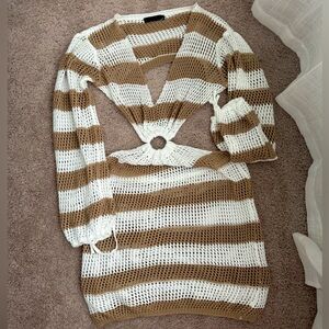 Striped Knit Cover up Dress M/L